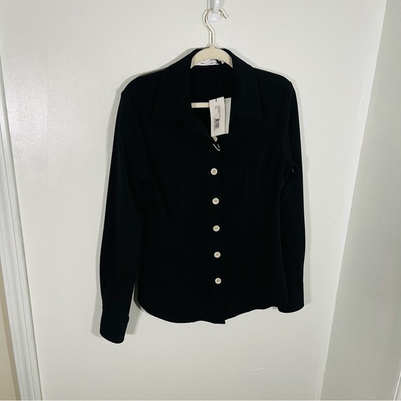 NWT Proenza Schouler White Label Crepe Seamed Shirt Jacket Shacket Black Western - Picture 10 of 11